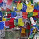 Prayer flags and incense burning
