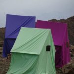 A collection of toilet tents