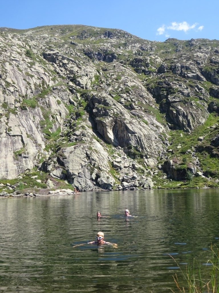 Swim in the lake on the descent